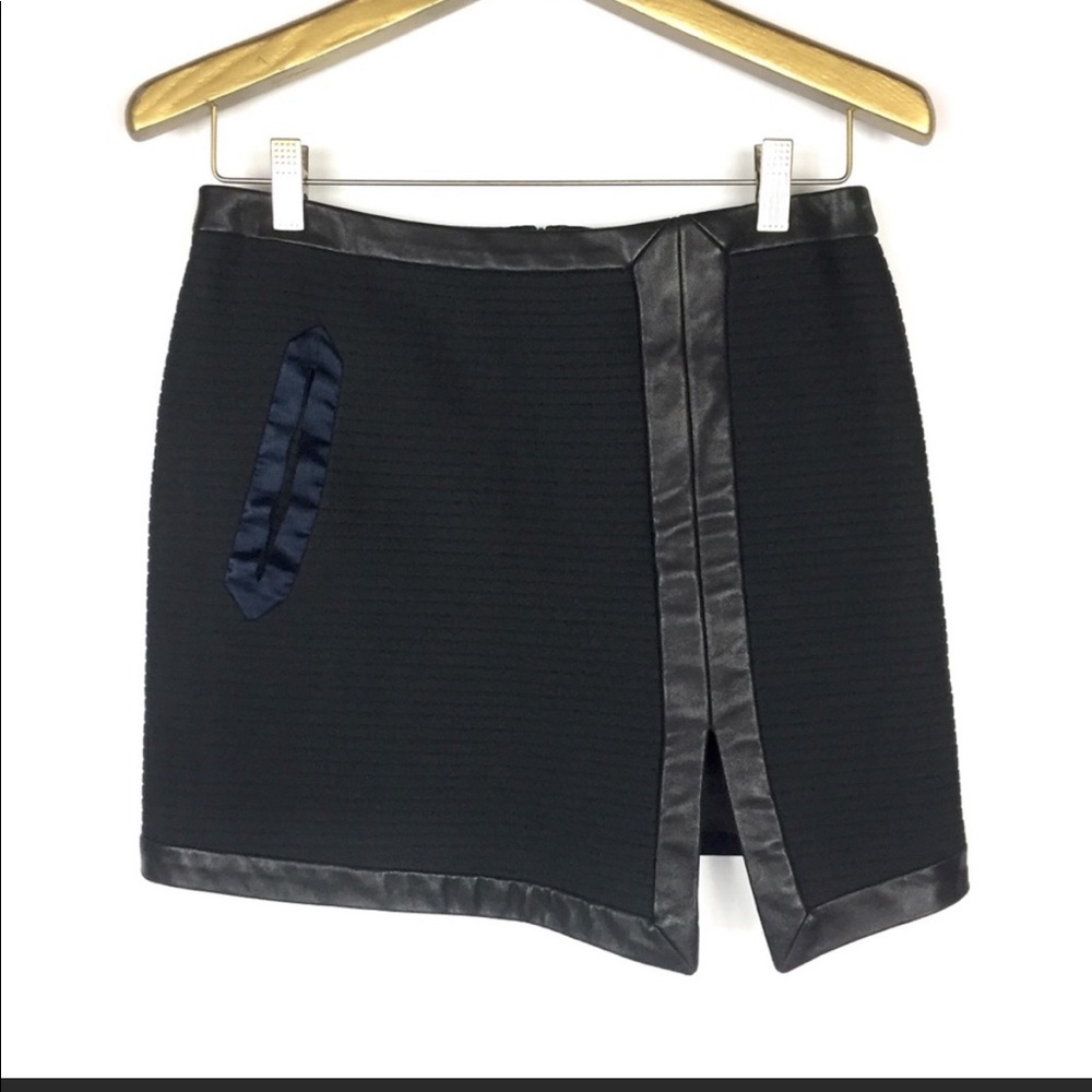 RAG & BONE Ribbed Leather Trim Mini Skirt \\ 4